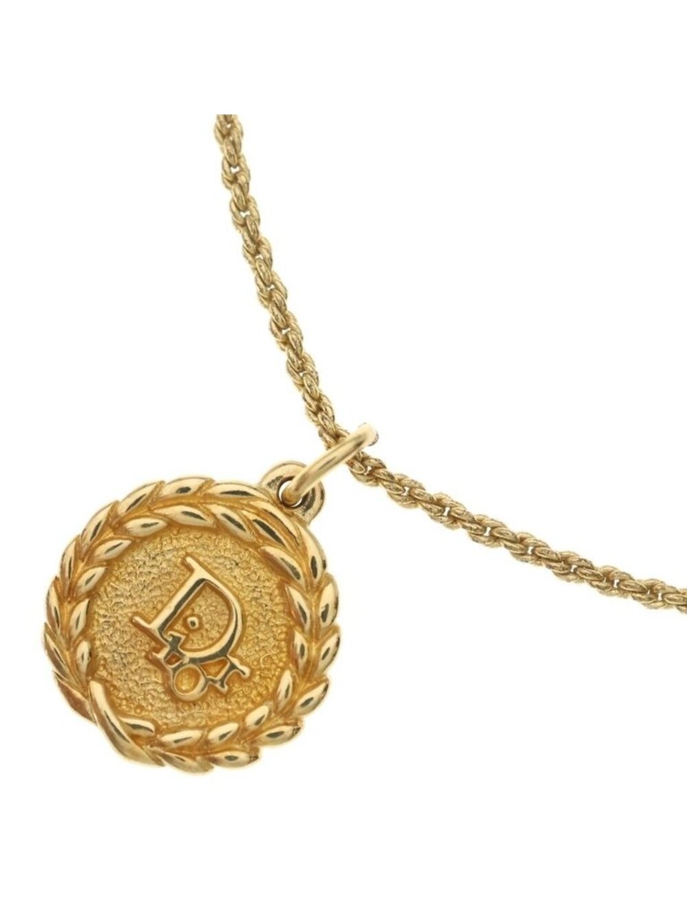 Dior Trotter Logo Round Necklace Gold